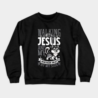 Jesus and dog - Northern Inuit Dog Crewneck Sweatshirt